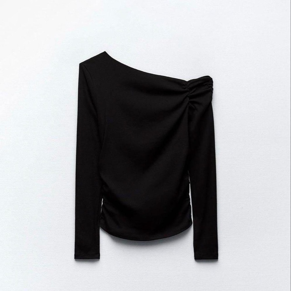 Asymmetrical Long Sleeve Off-Shoulder Top